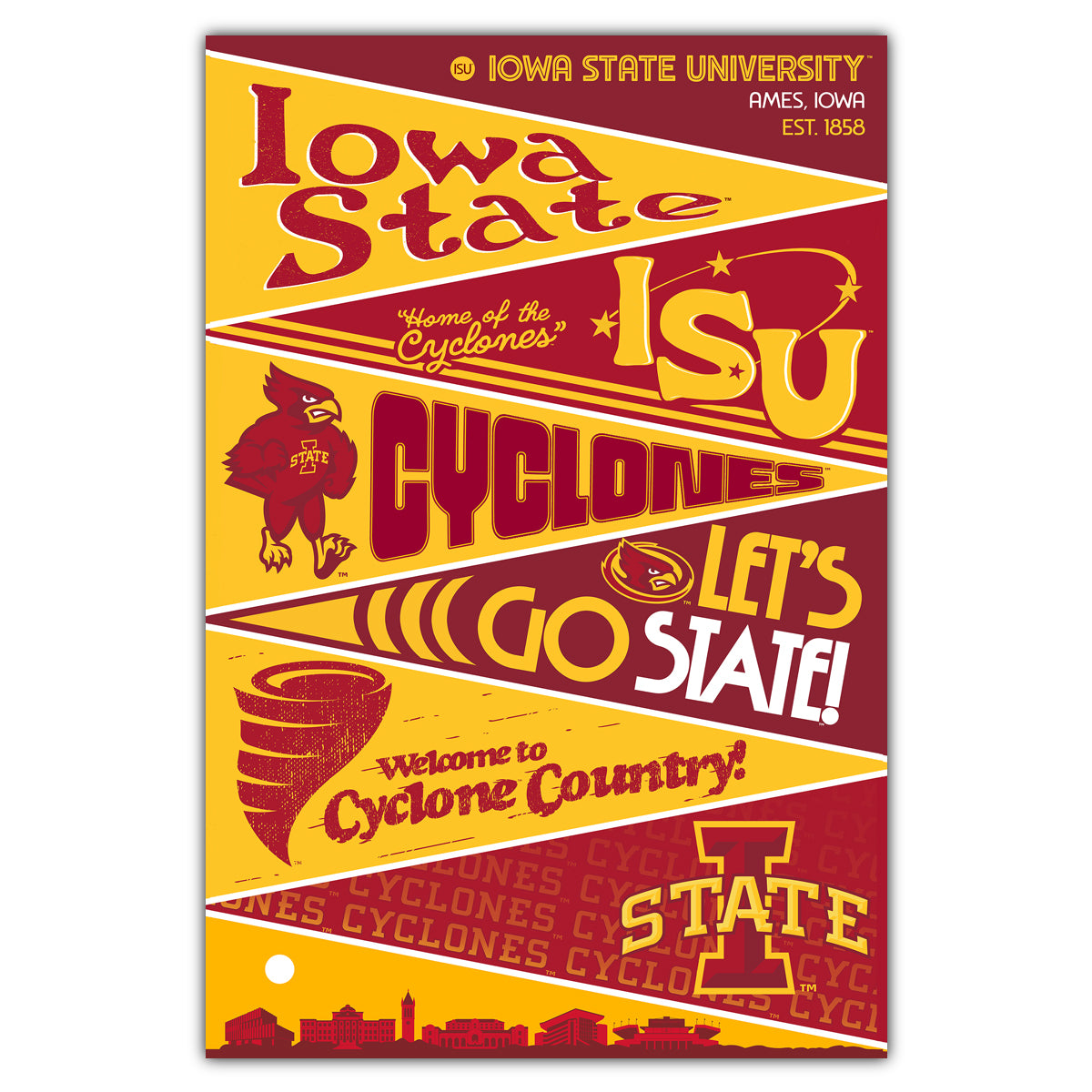 Iowa State University Pennants Postcard