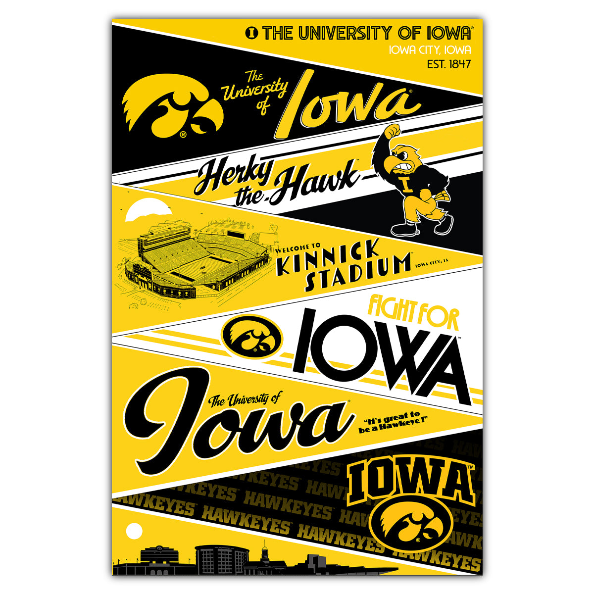 University of Iowa Pennants Postcard