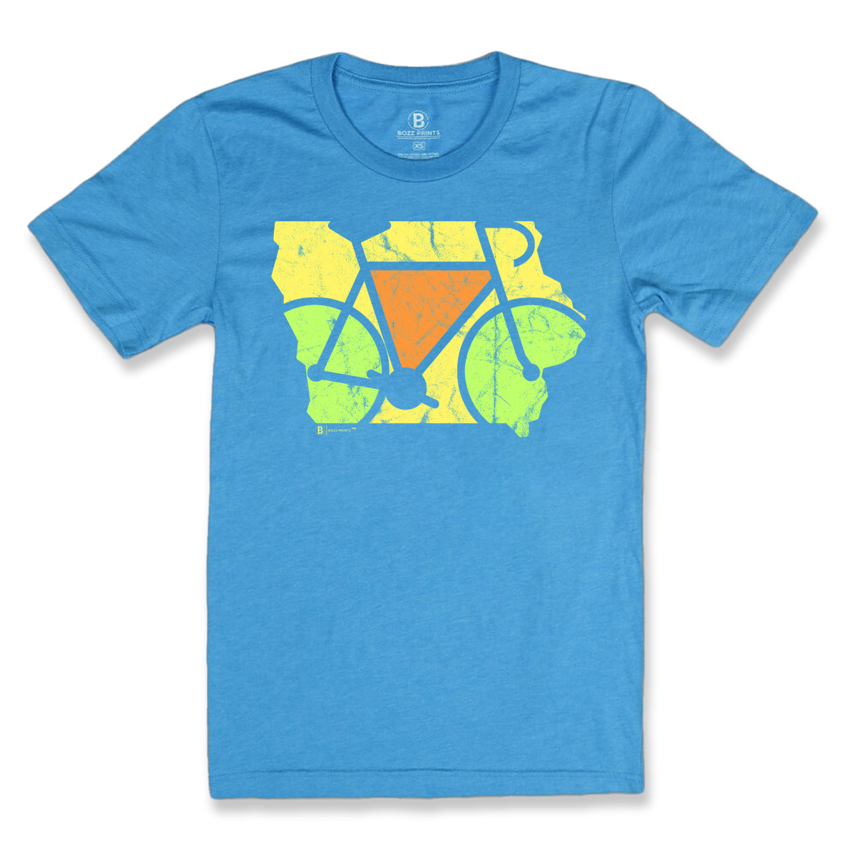 Iowa Bike Outline Electric Blue T-Shirt