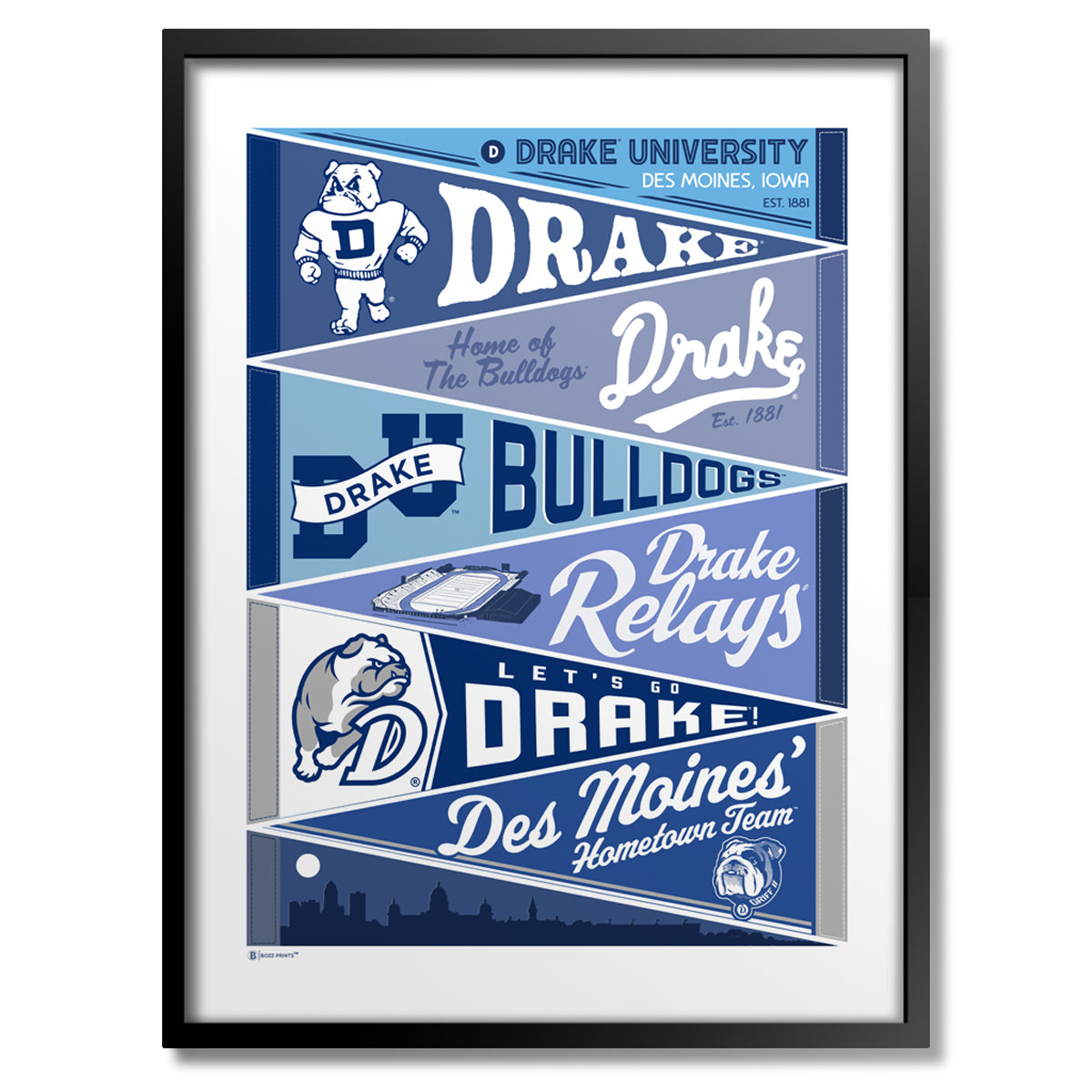 Drake University Pennants Print