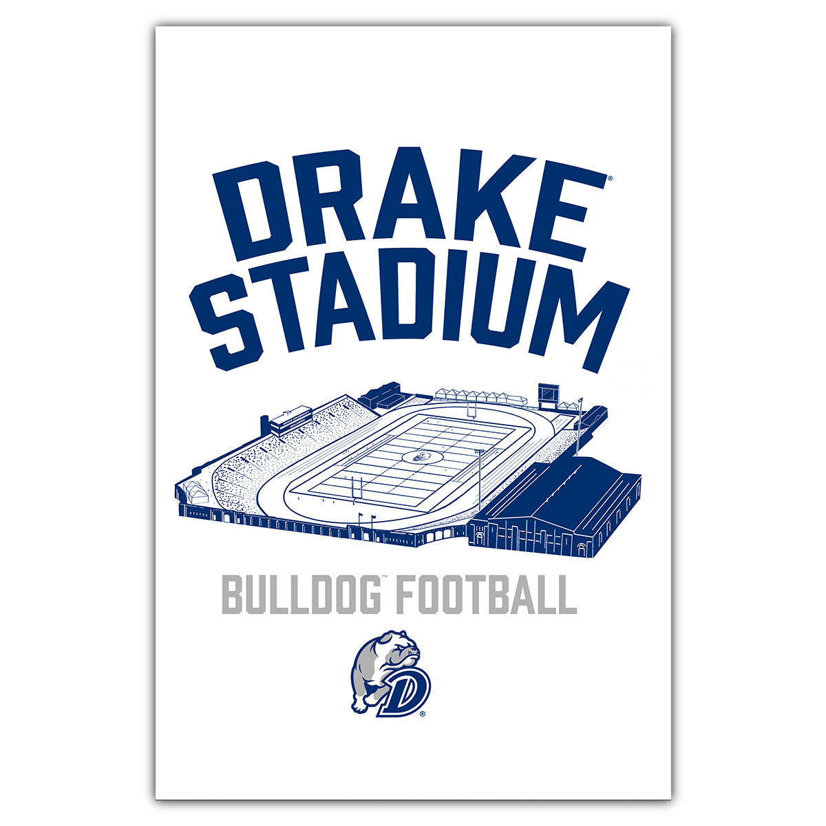 Drake Stadium - Bulldog Football Postcard