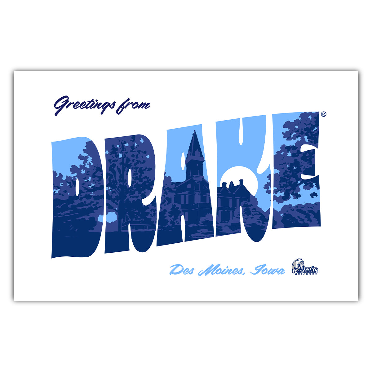 Greetings From Drake University Old Main Postcard