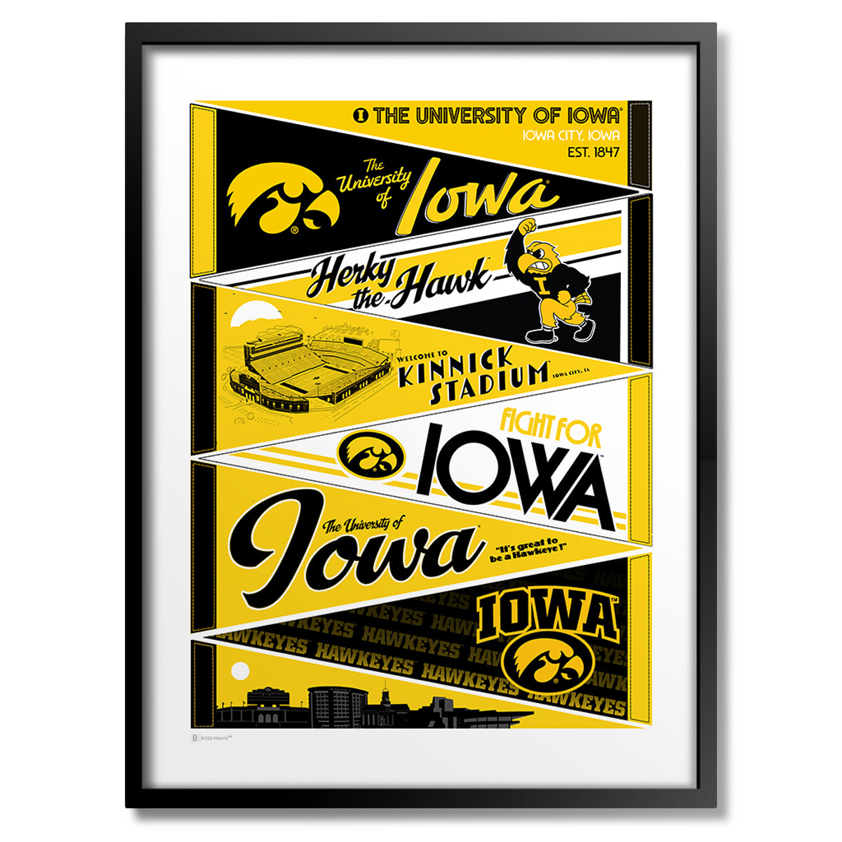 University of Iowa Pennants Print