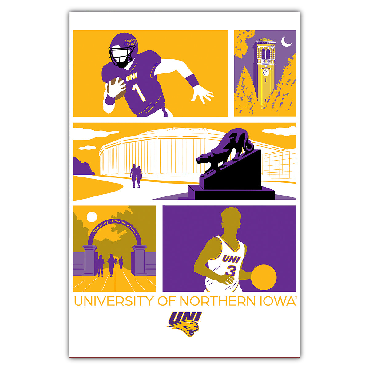 University of Northern Iowa Icons Postcard