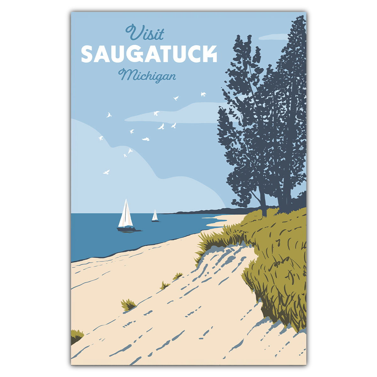 Saugatuck Beach Dunes Postcard