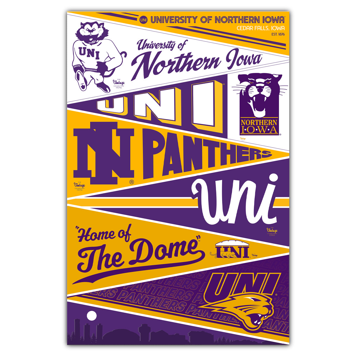 University of Northern Iowa Pennants Postcard