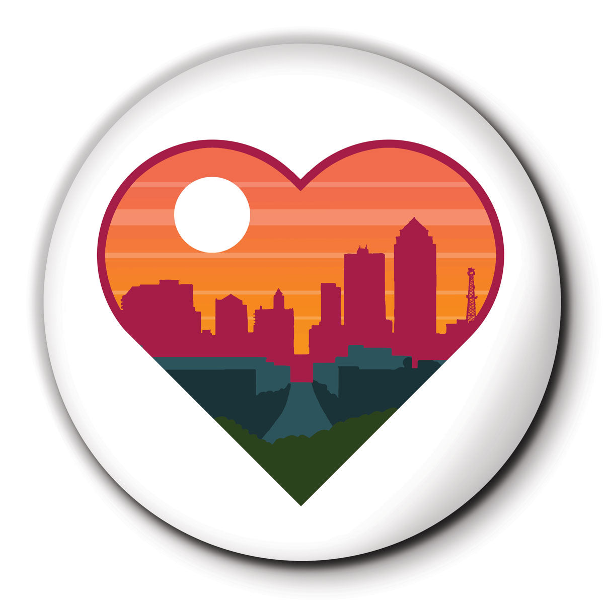 Des Moines Heart Round Coaster - Bozz Prints