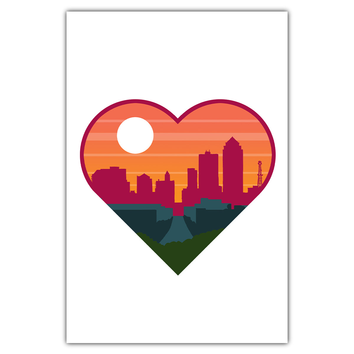 Des Moines Heart Postcard - Bozz Prints