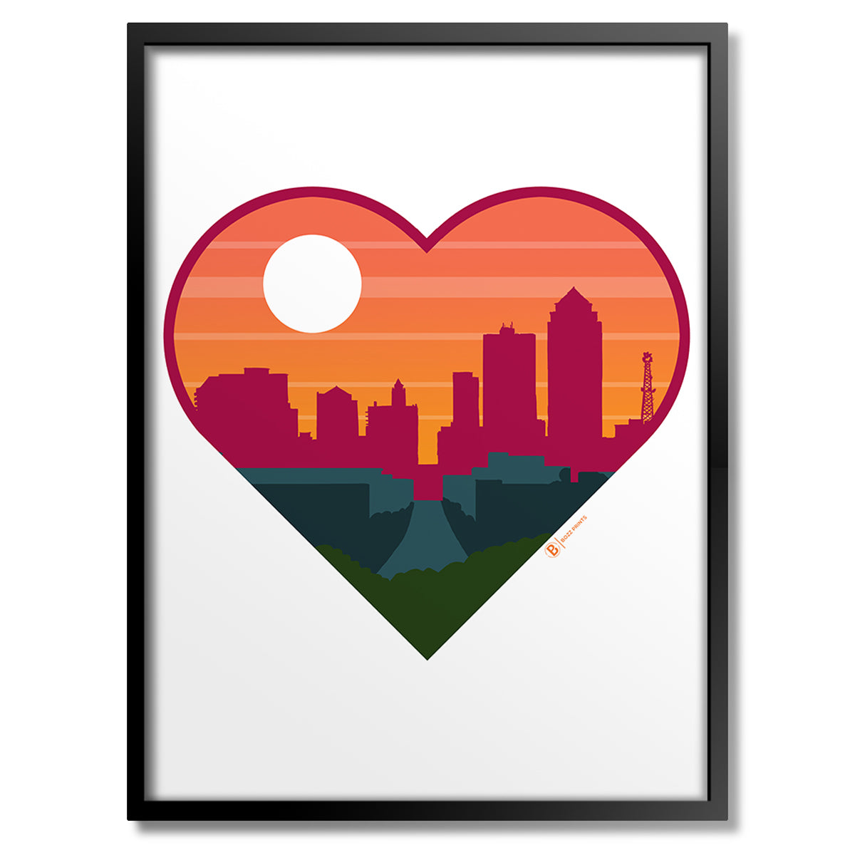 Des Moines Heart Print - Bozz Prints