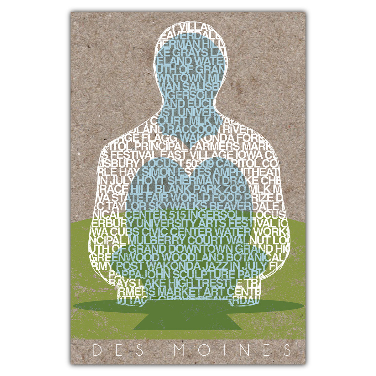 Des Moines Sculpture Postcard - Bozz Prints