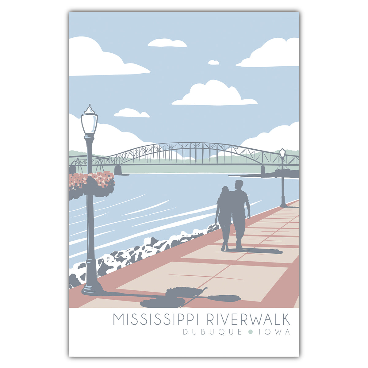 Dubuque Mississippi Riverwalk Postcard - Bozz Prints