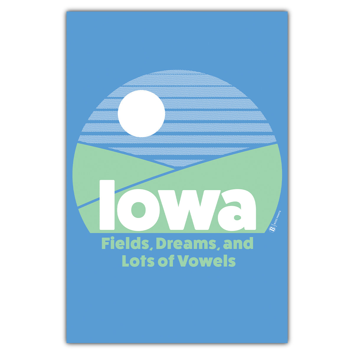 Iowa Fields, Dreams, and Lots of Vowels Postcard - Bozz Prints