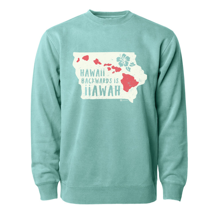 Hawaii Backwards is Iiawah Crew Neck Mint Sweatshirt - Bozz Prints