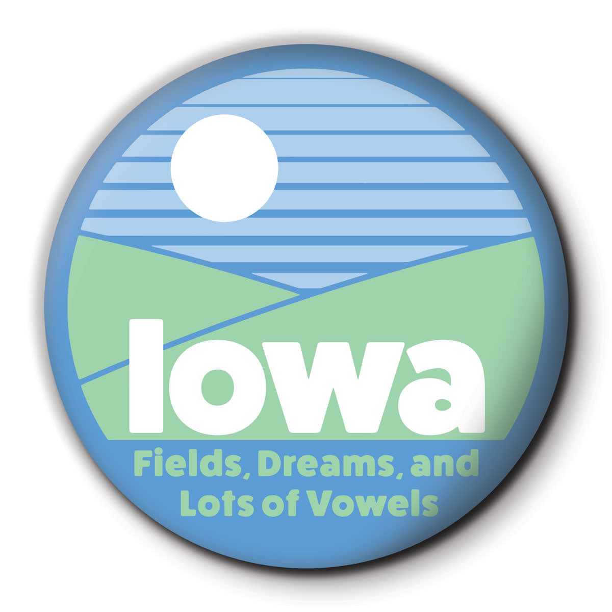 Iowa Fields, Dreams, Vowels Round Coaster - Bozz Prints