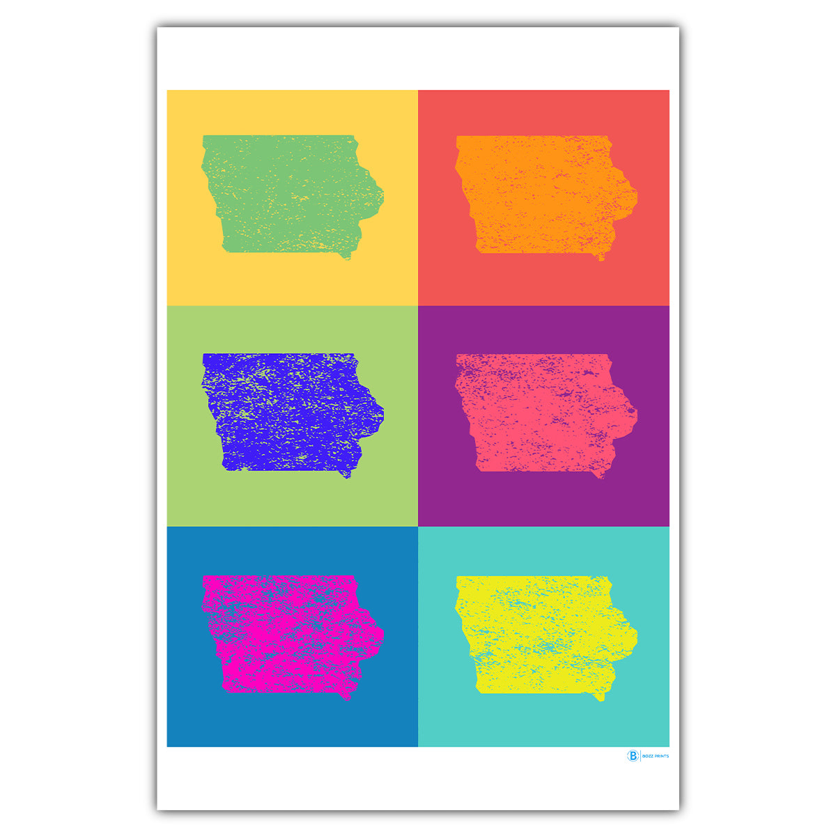 Iowa Pop Art Postcard - Bozz Prints